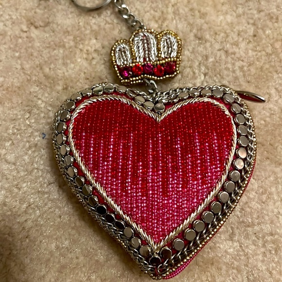 Mary Frances Handbags - Mini Heart & Crown Mary Frances Red,Pink &Gold Studded gems & beads keychain bag